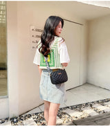 High quality women's PU rolling strip camera bag