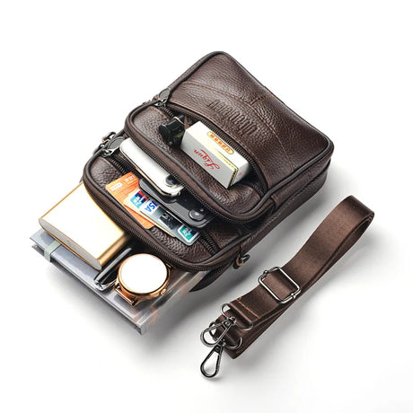 Trendy Men's Genuine Leather Crossbody Multifunctional Shoulder Bag