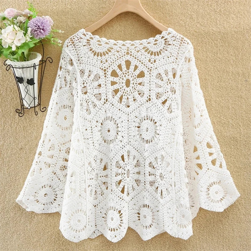Women’s 2025 Lace Hollow Out Knitted Top