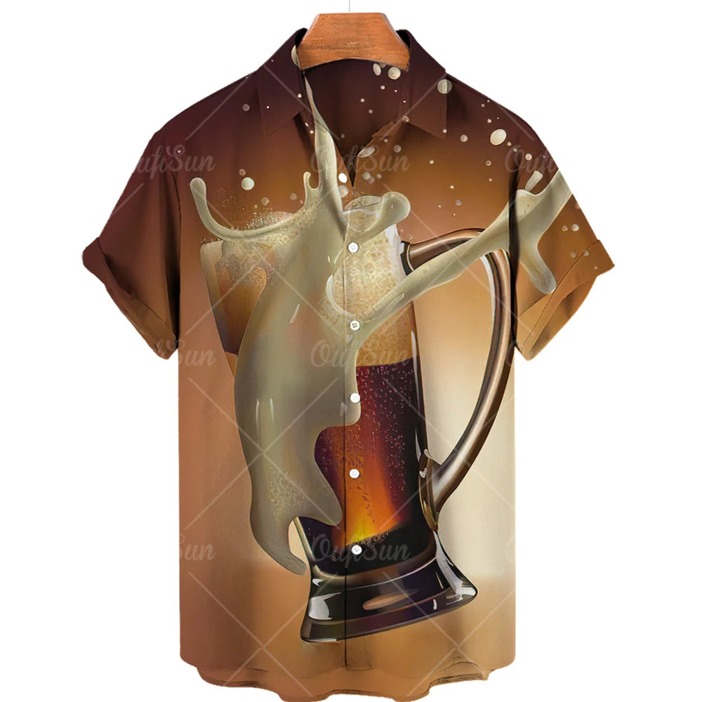 Men’s Beer Print Hawaiian Shirt
