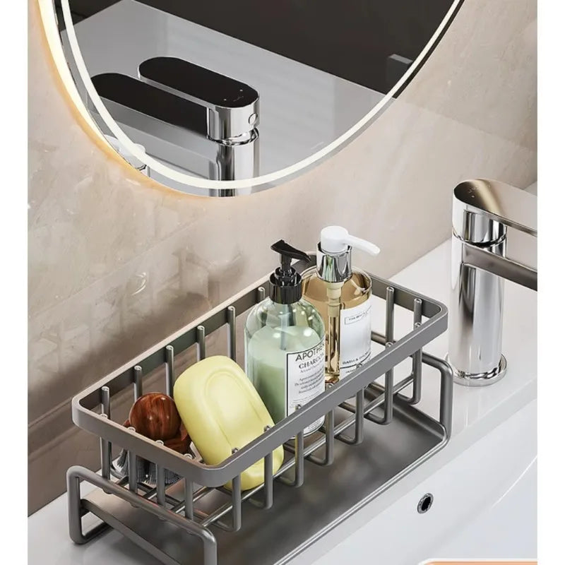 Stainless Steel Sink Organizer Drain Rack with Multi-Layer Soap & Sponge Holder