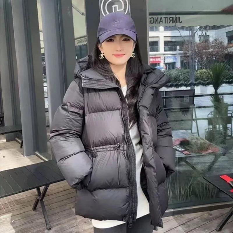 Women’s Winter Parka 2025 – Thick Down Cotton Hooded Coat | Warm Padded Short Jacket for Cold Weather