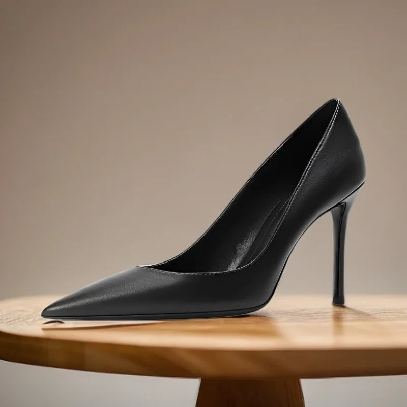 Women's Brown Leather - Corporate Pointed High Heels