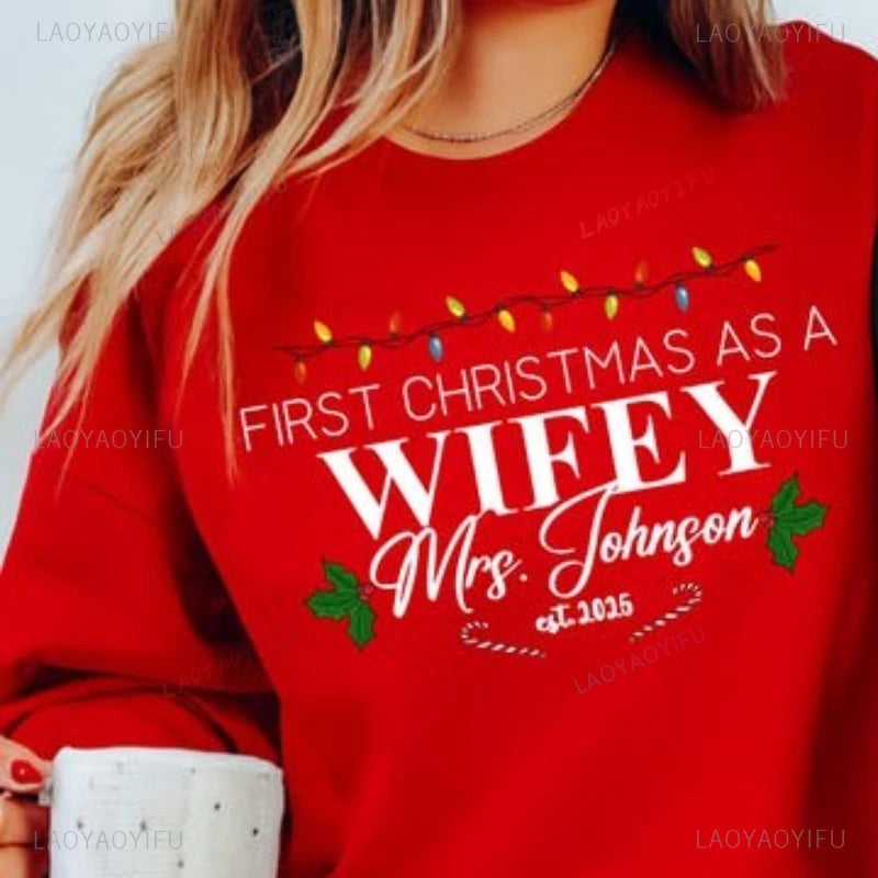 Custom “Our First Christmas as Mr & Mrs” Sweater – Hubby & Wifey Matching Sweatshirts | Newlywed Couple Christmas Gift