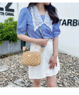 High quality women's PU rolling strip camera bag