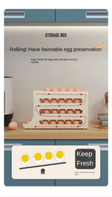 4-Layer Automatic Rolling Egg Storage Box – Refrigerator Egg Dispenser & Kitchen Organizer