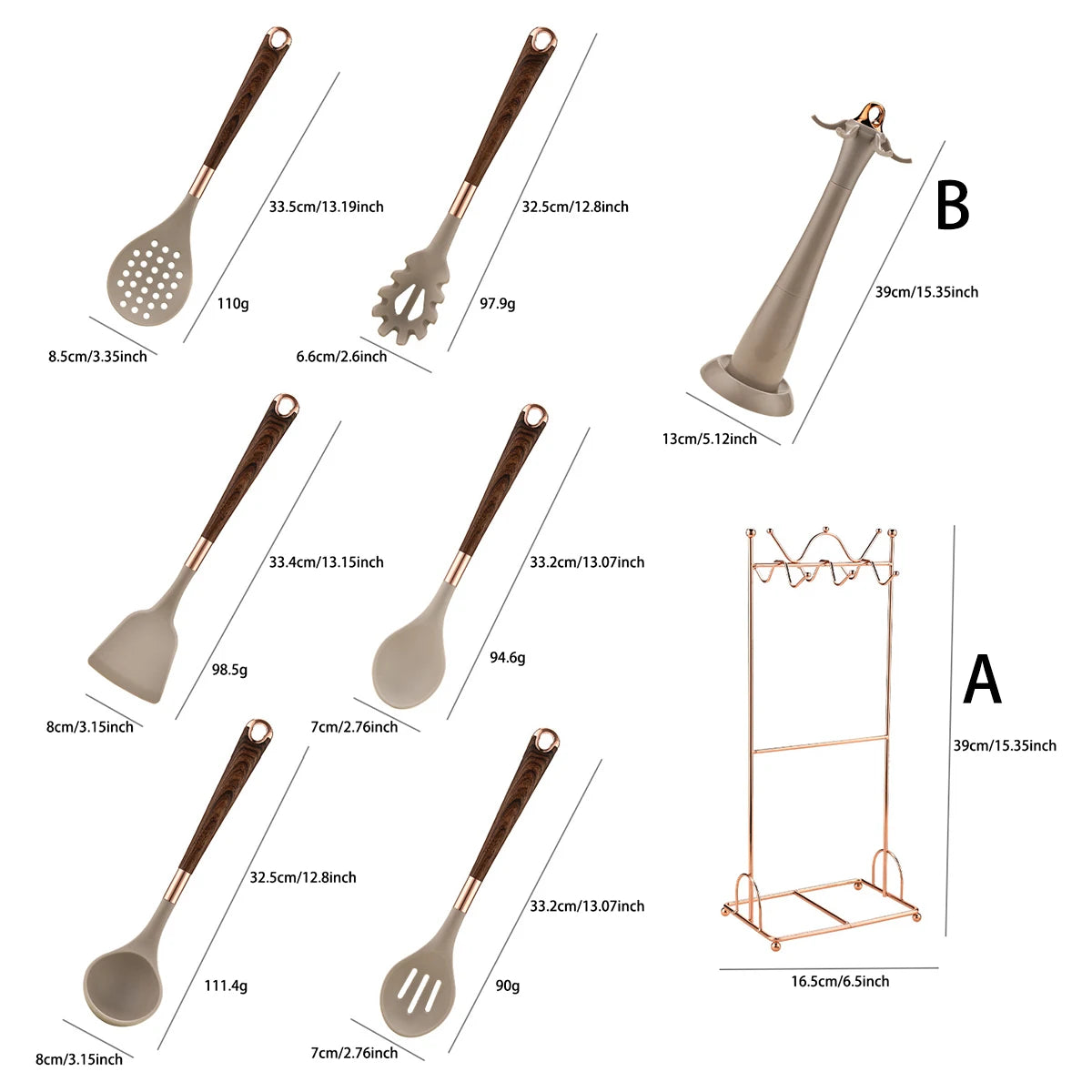 8PCS Silicone Kitchen Utensil Set – Heat-Resistant Cooking Tools with Storage Rack