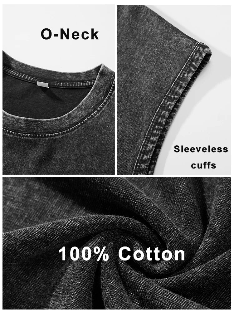 Men’s Washed Cotton Loose Sleeveless Tank Top