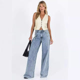 Korean-Style Casual Loose Wide-Leg Jeans for Women