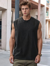 Men’s Washed Cotton Loose Sleeveless Tank Top