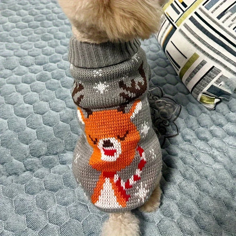 Christmas Pet Sweater for Dogs & Cats – Knitted Wool Holiday Sweater for Bichon, Corgi & Small Pets