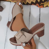 Women’s Chunky Heel Buckle Designer Slippers