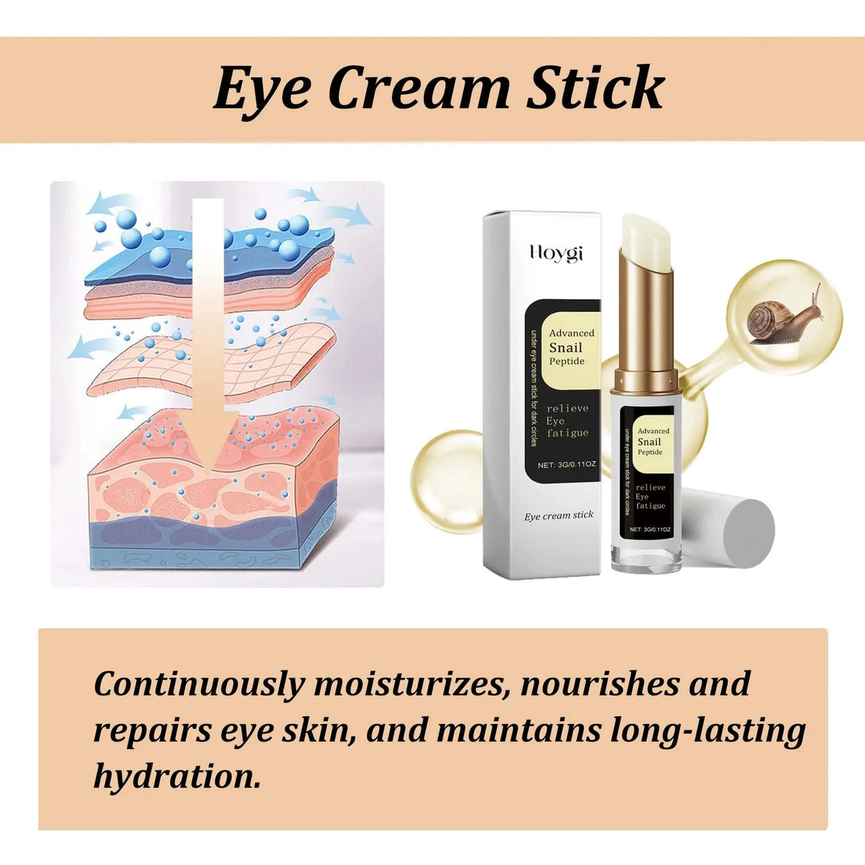 Snail Eye Cream Stick with Collagen – Anti-Aging, Fine Line & Dark Circle Treatment