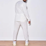 Men’s Casual Linen Outfit – Long Sleeve Shirt and Pants Set