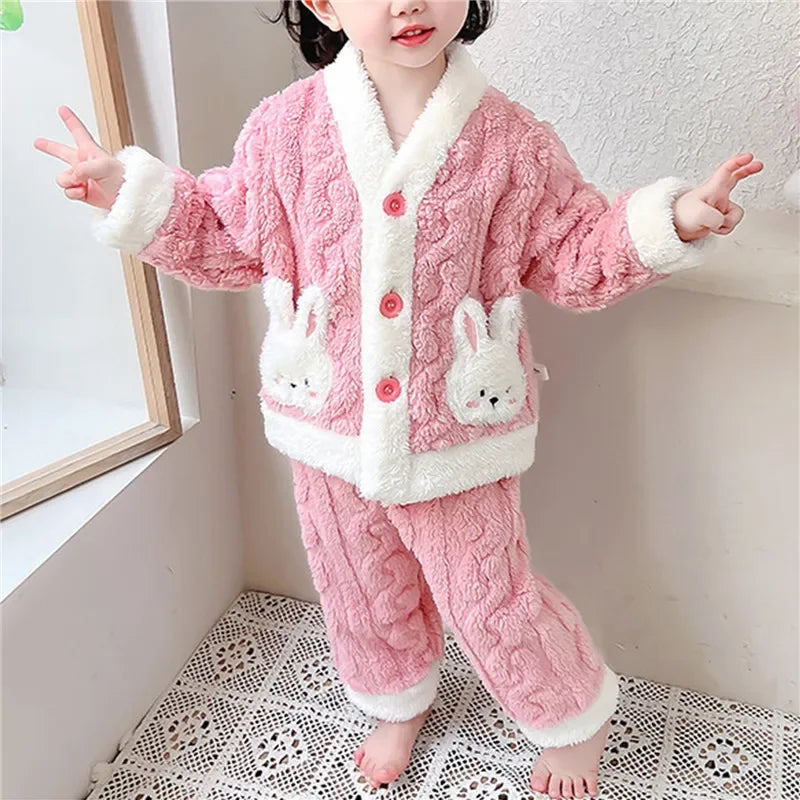 Autumn and Winter Children Pajamas | Warm Kids Sleepwear Set