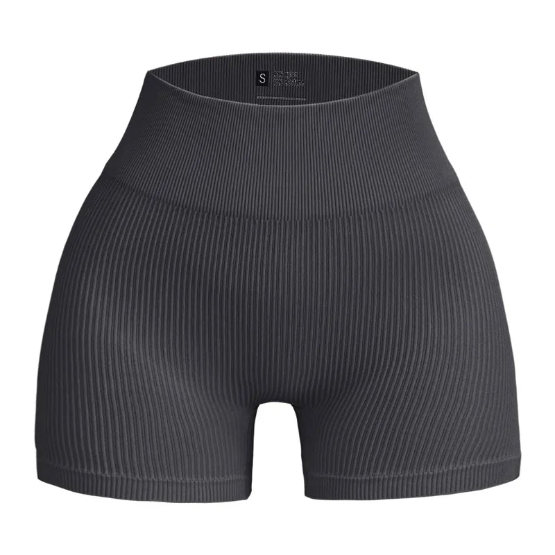 Ribbed Yoga Shorts for Women – High Waist Shaping Sportswear
