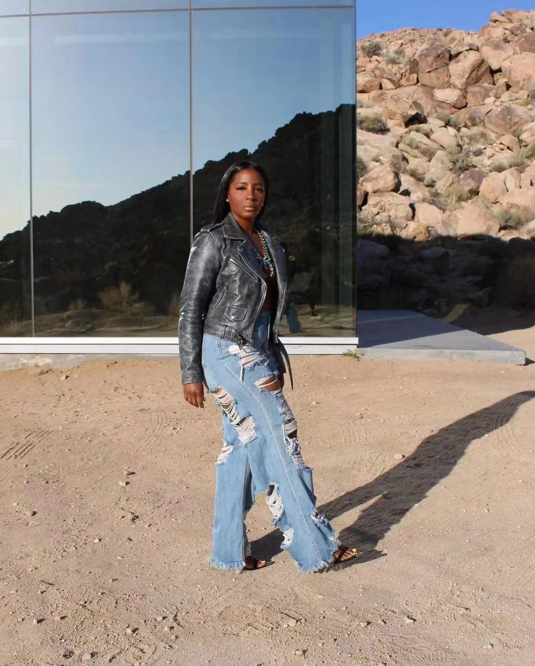 Sexy Elegant Women’s Splice Denim Jeans