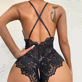 Erotic Lingerie For Women – Lace Transparent Bra Set, Deep V Bodysuit, Open Detail Intimate Wear
