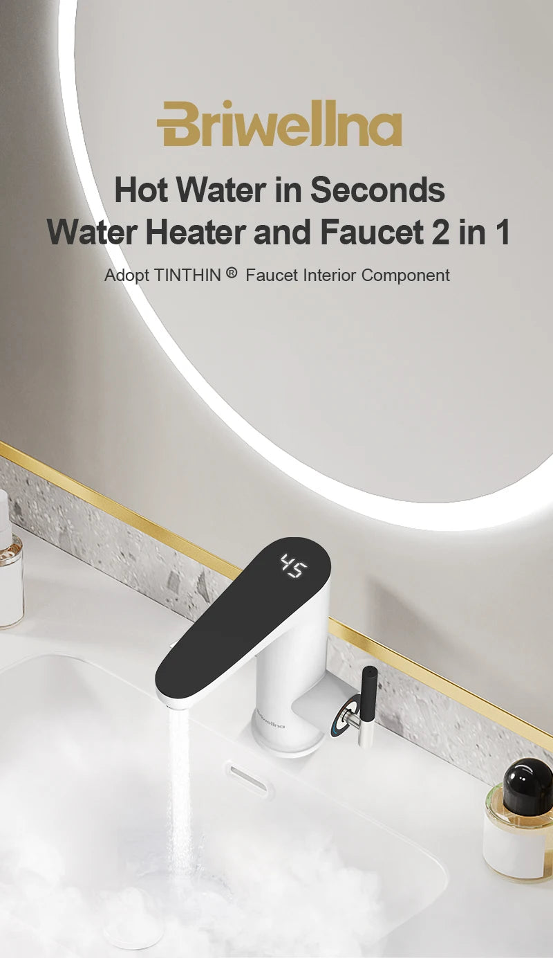 Briwellna Electric Water Heater Faucet 220V – Instant Tankless Kitchen Heating Tap