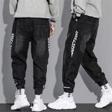 Men’s Baggy Harem Jeans Streetwear Loose Fit Tapered Moto Pants