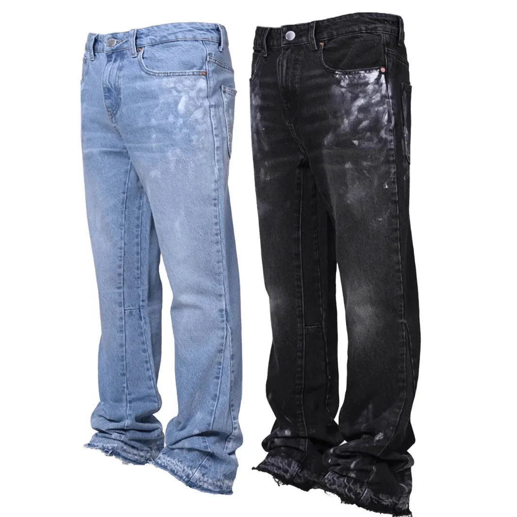 2025 Streetwear Men’s Washed Denim Jeans with Utility Pockets