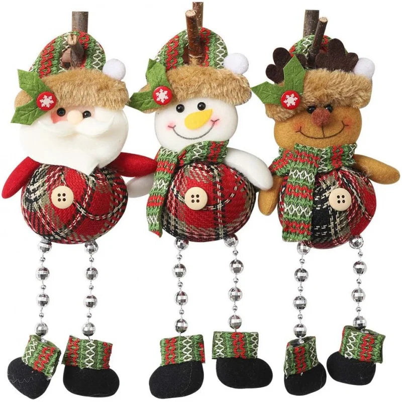 Christmas Tree Decorations – Plush Hanging Ornaments | Santa Claus, Snowman & Reindeer Holiday Party Home Décor