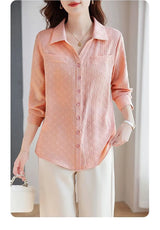 Women’s Jacquard Lapel Long-Sleeve Autumn Casual Shirt Jacket