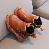 Kids Winter Leather Short Boots