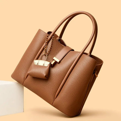 Stylish Women’s Leather Handbag with Zippered Compartment