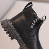 Kids Winter Leather Short Boots