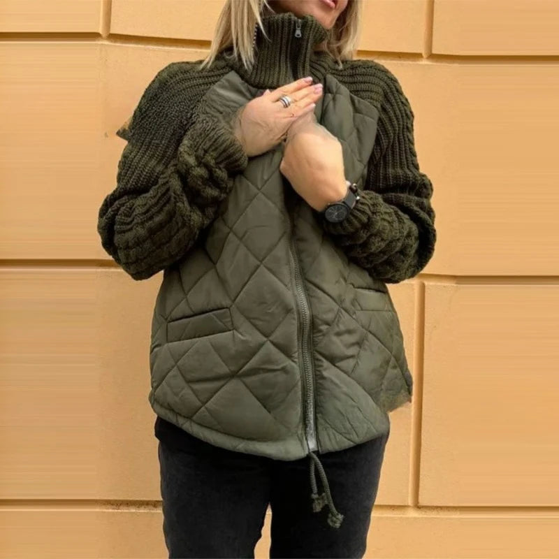 Women’s Full Sleeve Zip-Up Padded Coat | Warm Winter Jacket