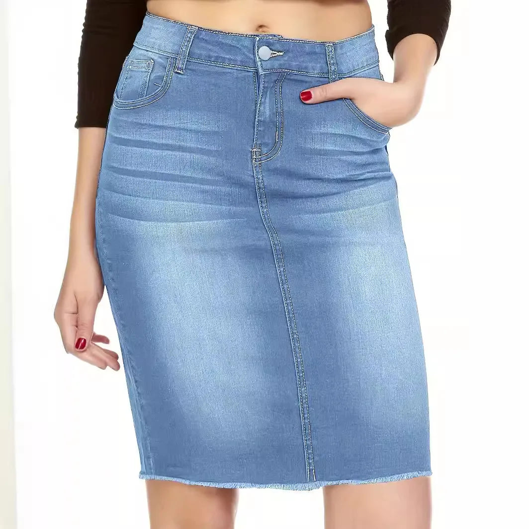 Women’s High Waist Casual Stretch Denim Jean Skirt
