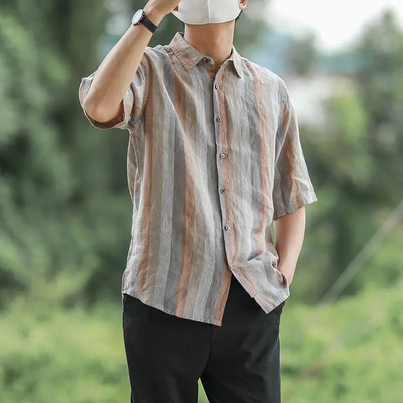 Men’s Elegant Striped Long Sleeve Shirt