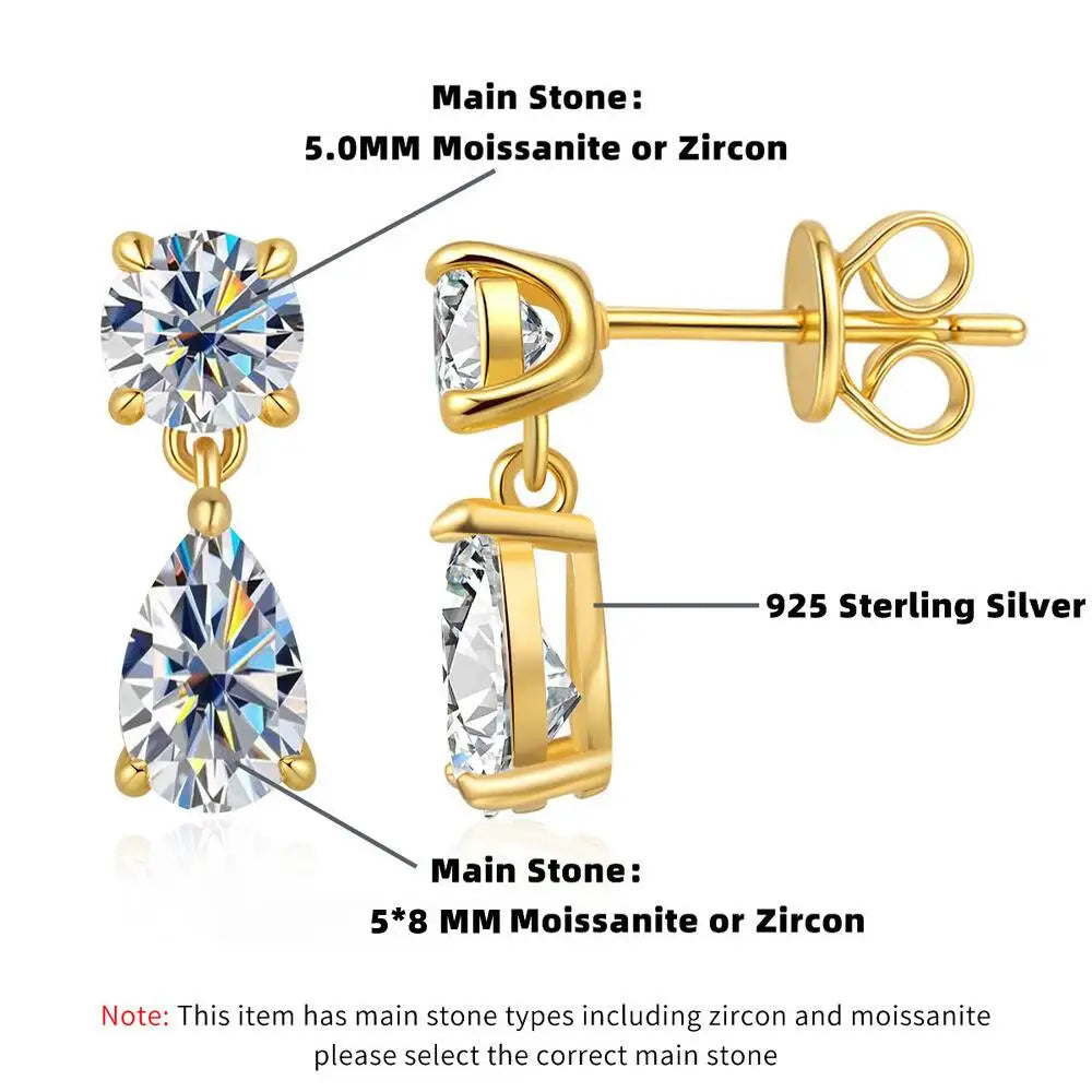 3CT D-Color VVS1 Moissanite Drop Earrings – 925 Sterling Silver Minimalist Jewelry