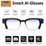 AI Smart Glasses with Translation, 4K Camera, Object Recognition & Bluetooth