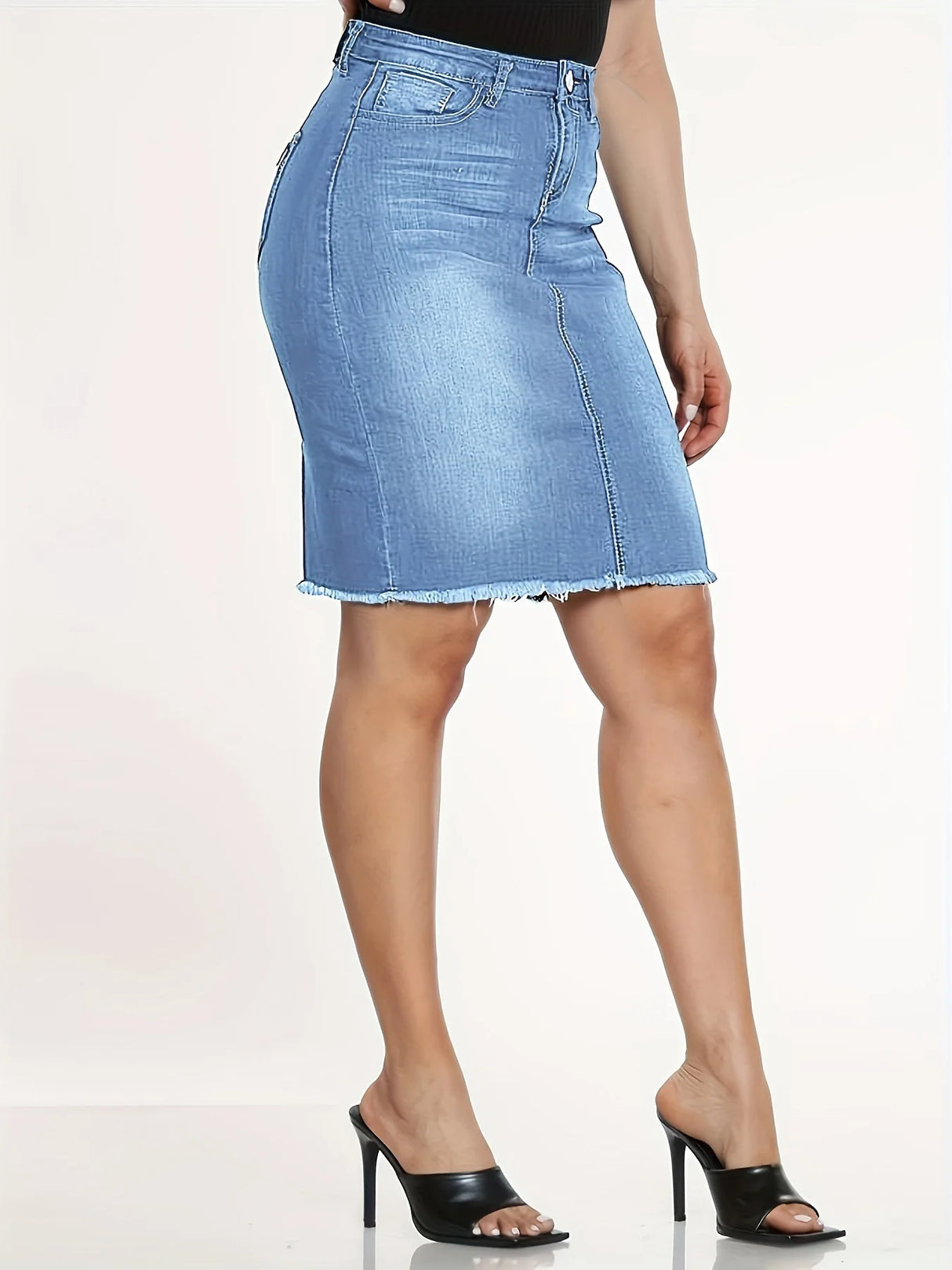 Women’s High Waist Casual Stretch Denim Jean Skirt