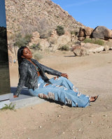 Sexy Elegant Women’s Splice Denim Jeans