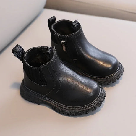 Kids Winter Leather Short Boots