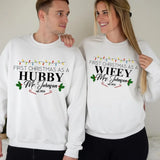 Custom “Our First Christmas as Mr & Mrs” Sweater – Hubby & Wifey Matching Sweatshirts | Newlywed Couple Christmas Gift