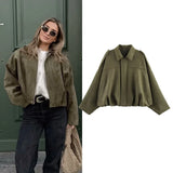 Women’s Bomber Jacket – Vintage Fashion Turn-Down Collar Loose Fit Coat | Long Sleeve Casual Outerwear Chic Streetwear Tops