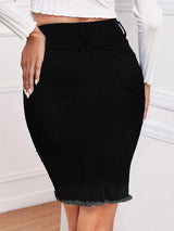 Women’s High Waist Casual Stretch Denim Jean Skirt