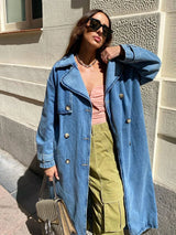 Blue Jean Denim Trench Coat for Women