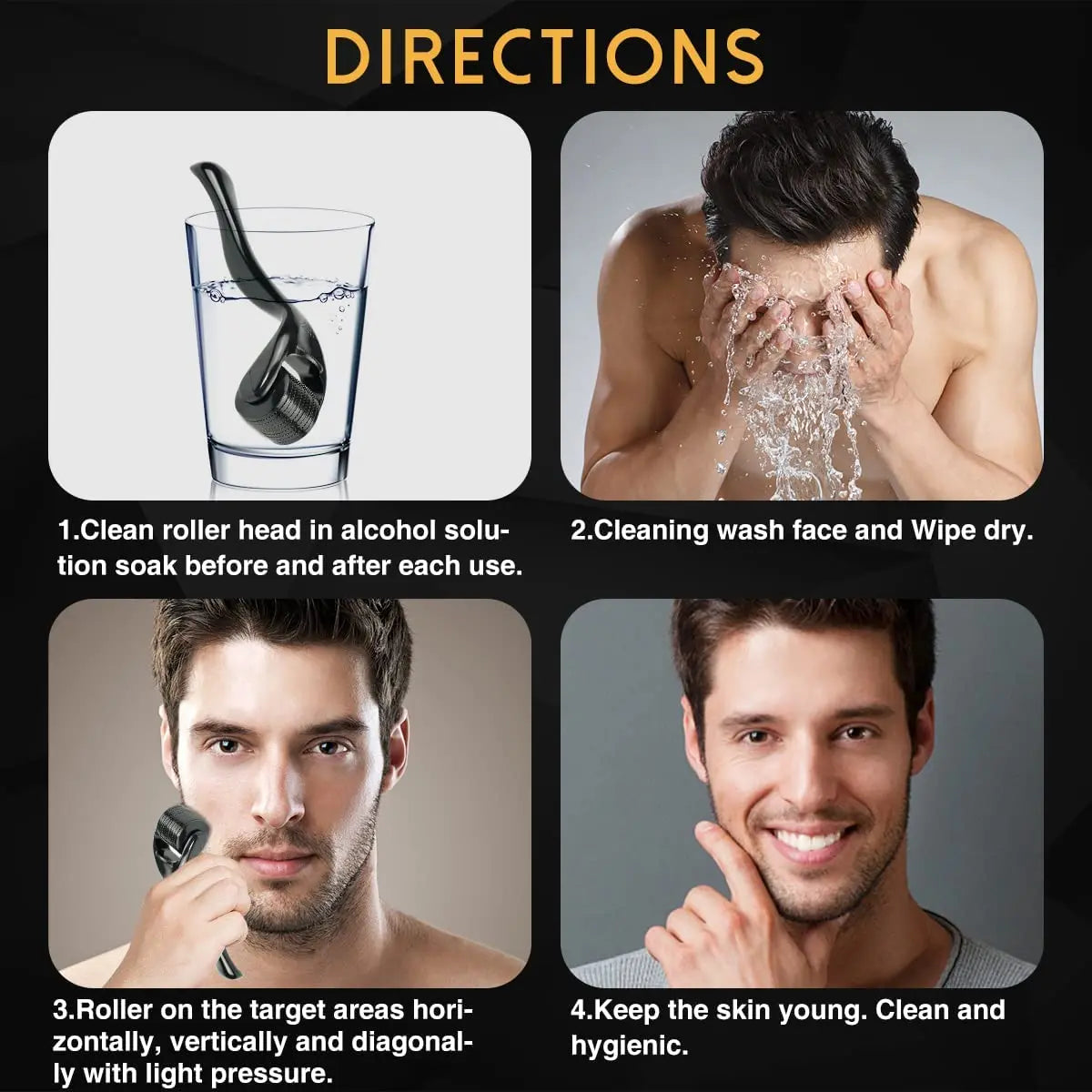 0.2–0.3mm Derma Roller – Microneedle Tool for Facial Skin & Beard Growth