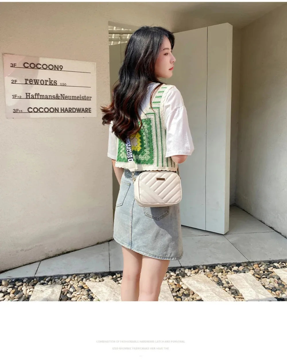 High quality women's PU rolling strip camera bag