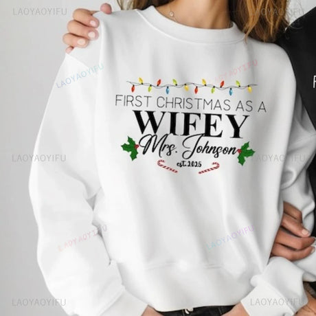 Custom “Our First Christmas as Mr & Mrs” Sweater – Hubby & Wifey Matching Sweatshirts | Newlywed Couple Christmas Gift