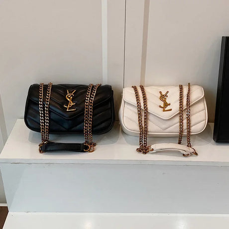 ‌Vintage Leather Crossbody Bag French Chic Adjustable Chain Strap Shoulder Purse for Women, Compact Tote for Travel & Daily Use