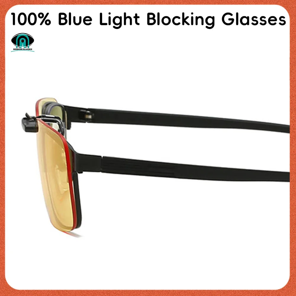 Clip-On Blue Light Blocking Glasses – 100% Red Lens Anti-Fatigue Detachable Filter for Gaming & Computer Use