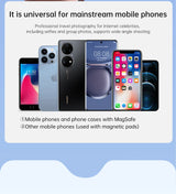 Espejo magnético para selfies con mini luz de relleno – Anillo de luz para teléfono ajustable de doble color 