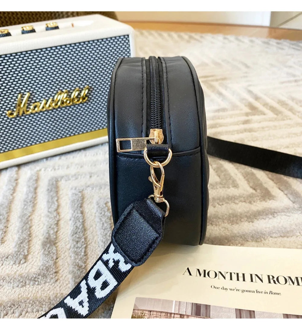 High quality women's PU rolling strip camera bag