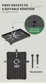 2-Tier Dish Drying Rack with Cutlery Holder, Cup Hooks & Draining Tray